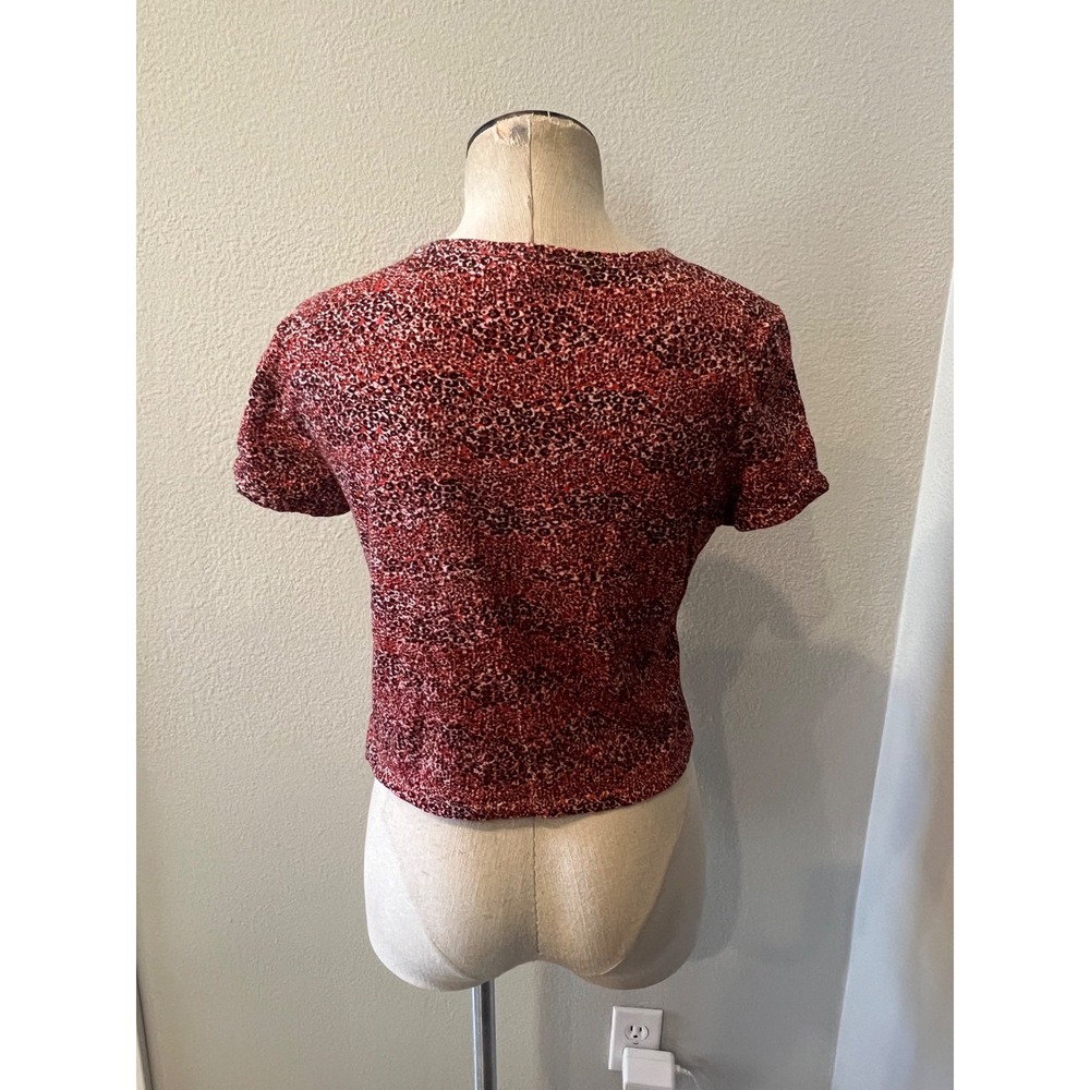 Topshop Red Animal Print T-Shirt Women's US 10 UK 14 Short Sleeve Cotton Tee - Picture 4 of 6